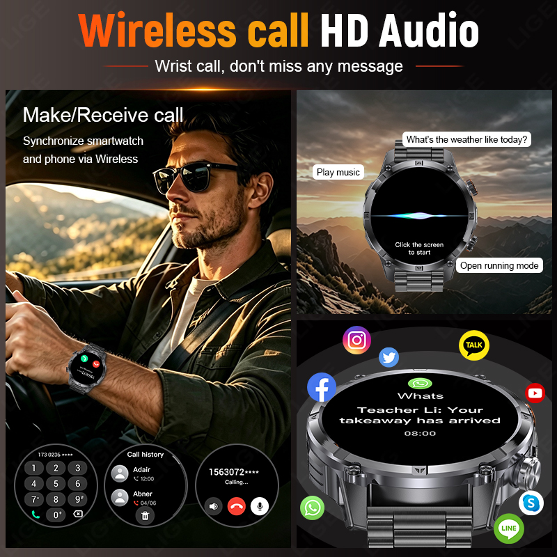 Rugged Outdoor Men's Smart Wat - Smartwatch Rugged Watches For Men ulasan dan harga