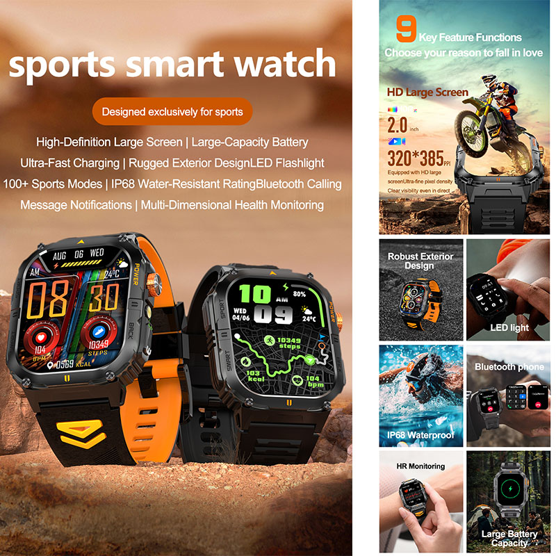 Large 1000mAh Battery Mens Out - Smartwatch Rugged Watches For Men ulasan dan harga