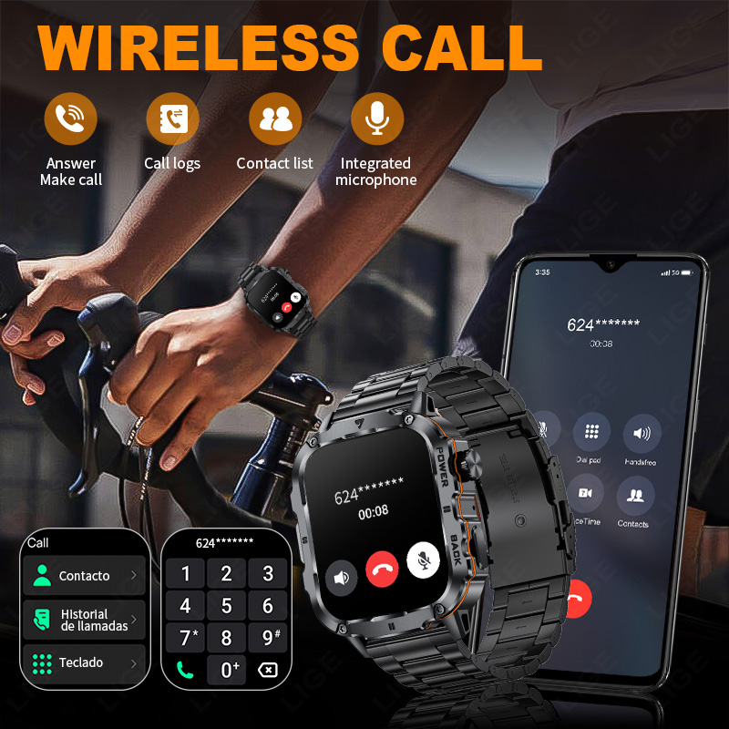 LIGE 2025 Rugged Military Smar - Smartwatch Rugged Watches For Men ulasan dan harga