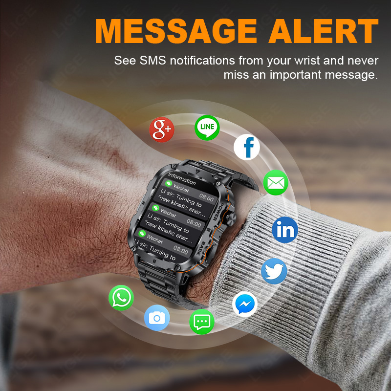 LIGE 2025 Rugged Military Smar - Smartwatch Rugged Watches For Men ulasan dan harga