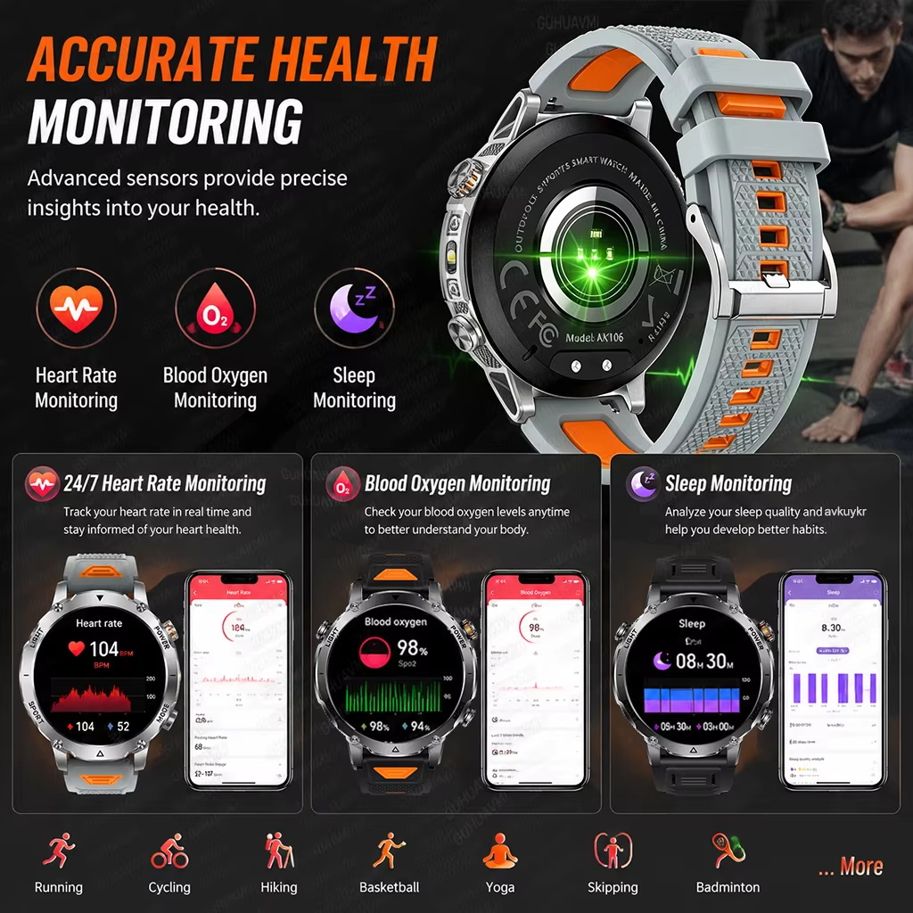 Outdoor Military 1400mAh 200-D - Smartwatch Rugged Watches For Men ulasan dan harga