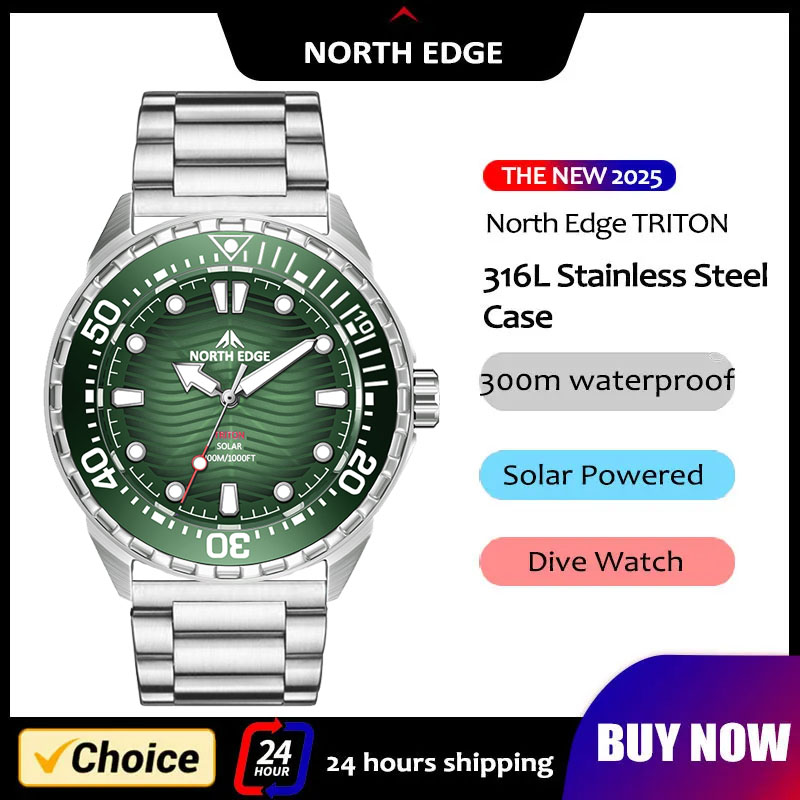 2026 New NORTH EDGE TRITON Sol - Solar Powered Watch ulasan dan harga