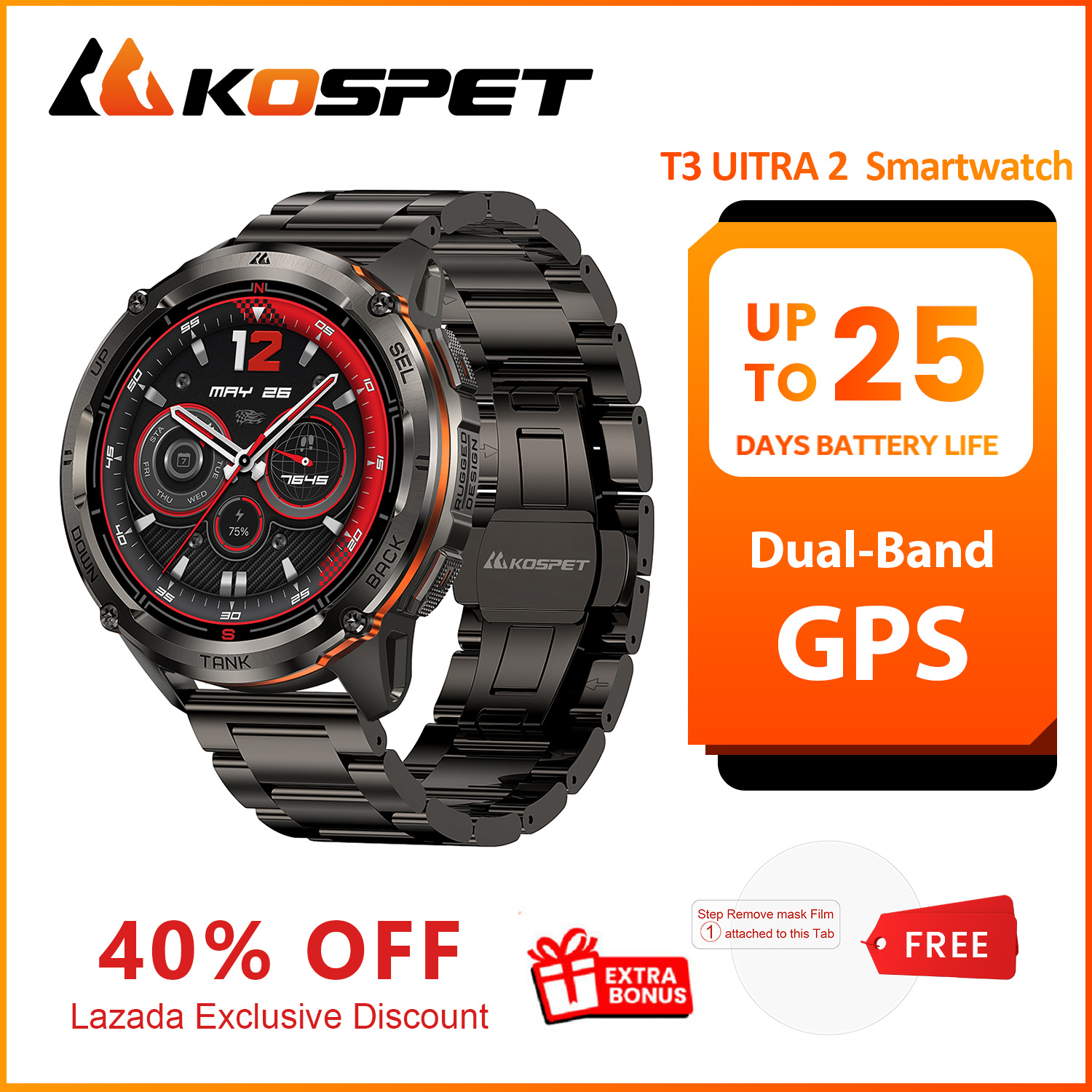 2026 New KOSPET TANK T3 Uitra2 - Smartwatch Premium Watches For Men ulasan dan harga