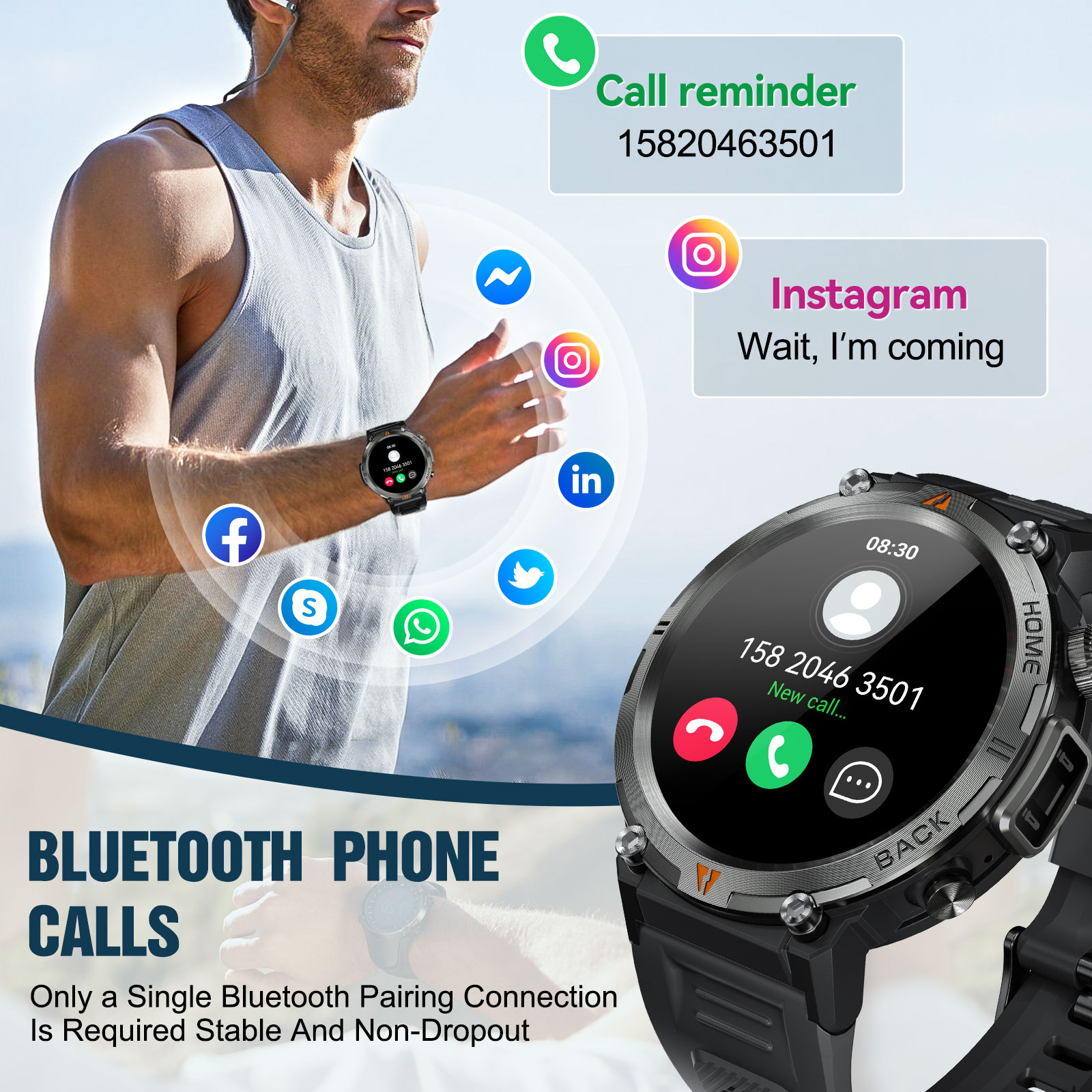 EIGIIS KE3 Bluetooth Call Smar - Smartwatch Health Watches For Men ulasan dan harga