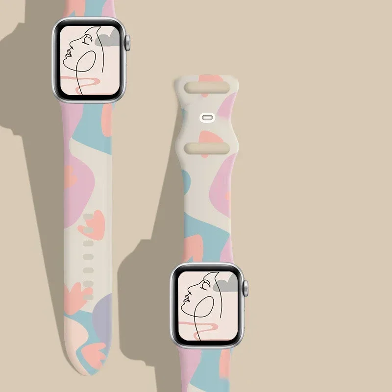 Printed silicone Band For Appl - Smartwatch Iphone Watches For Women ulasan dan harga