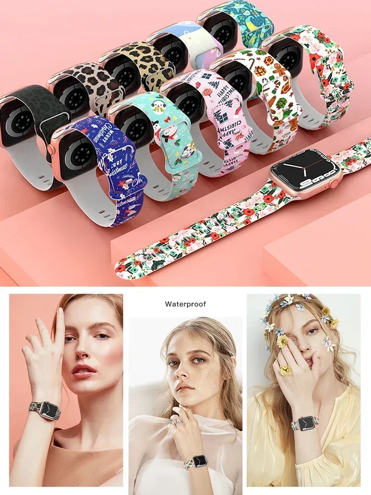 Printed silicone Band For Appl - Smartwatch Iphone Watches For Women ulasan dan harga