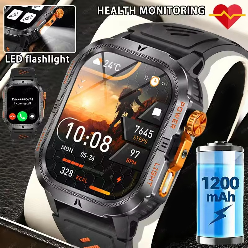2026 Rugged 1200mAh big Batter - Smartwatch Rugged Watches For Men ulasan dan harga