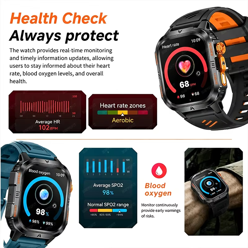 2026 Rugged 1200mAh big Batter - Smartwatch Rugged Watches For Men ulasan dan harga